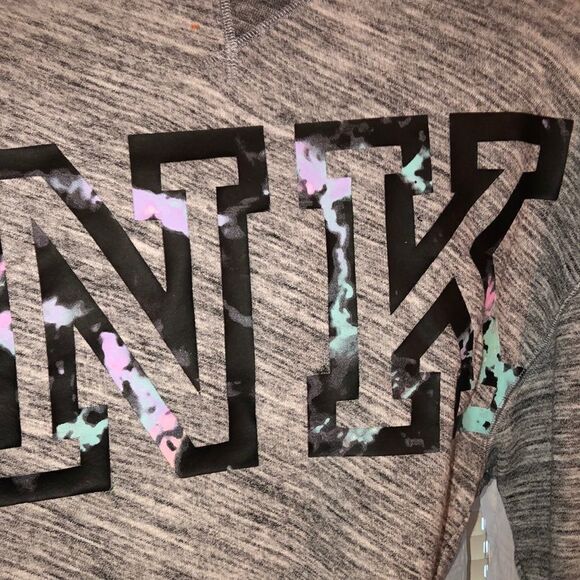 PINK VS L Heathered Gray Crewneck High Low Pullover Black Tie Dye PINK - Picture 7 of 15